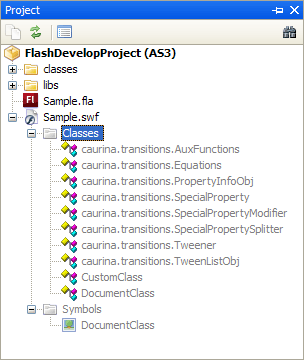 FlashDevelop Projectパネル